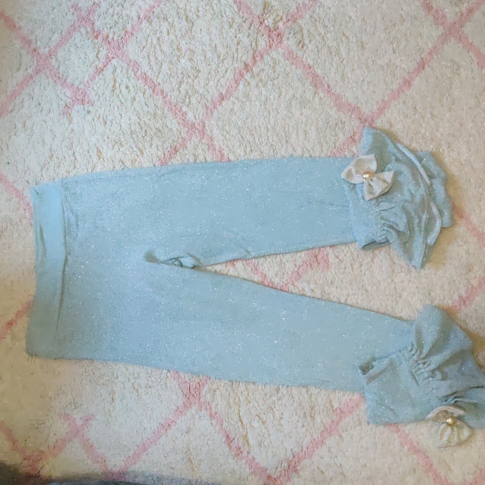 Blue sparkly bow leggings Imyourpresent